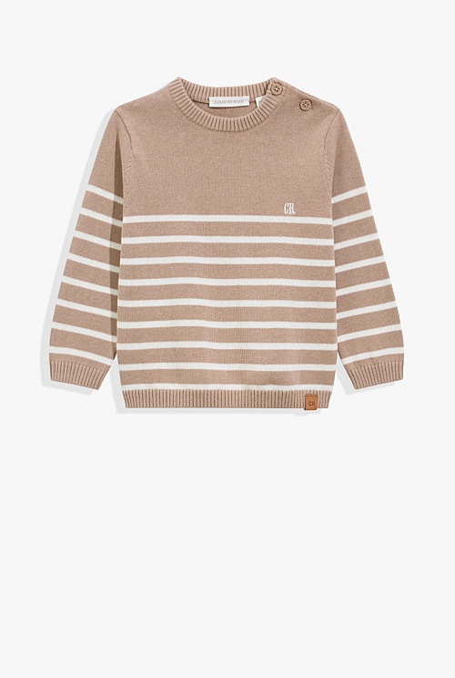 Mushroom Organically Grown Cotton Classic Stripe Knit - Organically ...