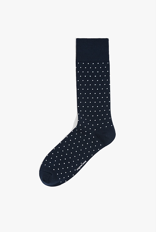 Navy Square Dot Socks - Socks | Country Road