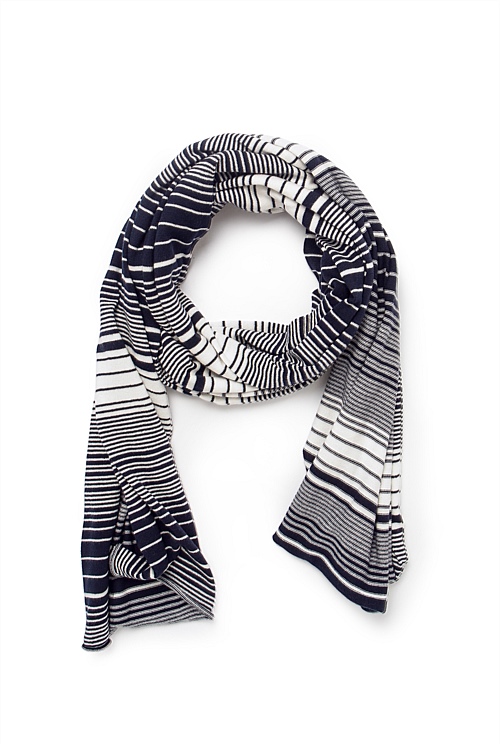 Navy Multi Stripe Knit Scarf - Accessories | Country Road