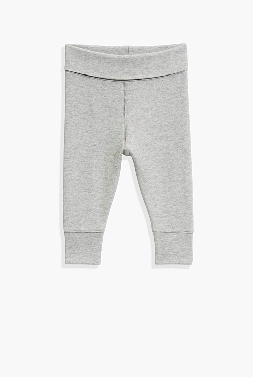 Light Grey Marle Organically Grown Cotton Fold-over Soft Pant - Pants ...
