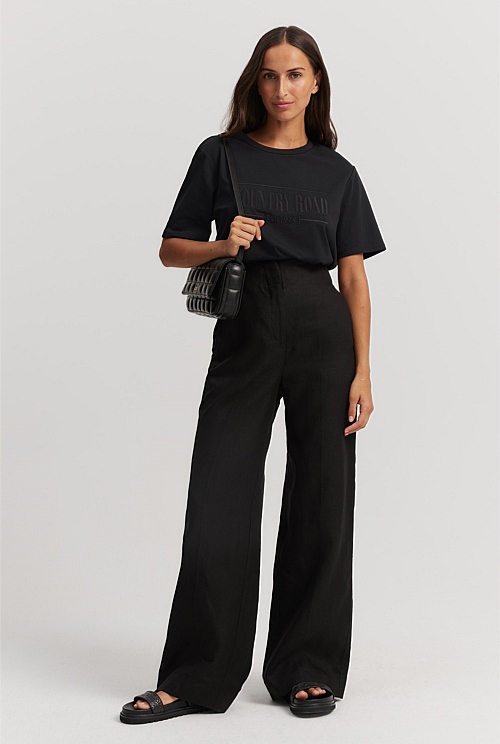 Black Verified Australian Cotton Heritage Embroidered TShirt