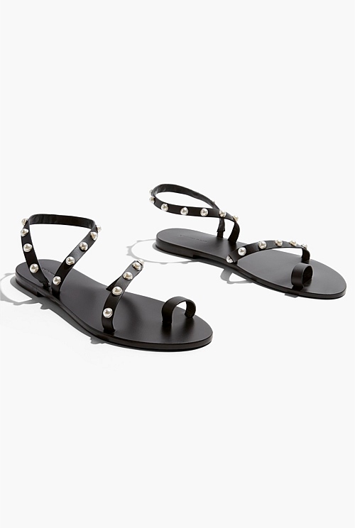Spring Step Amara Sandals Black Leather Amara Pearl Sandal - Sandals & Thongs | Country Road