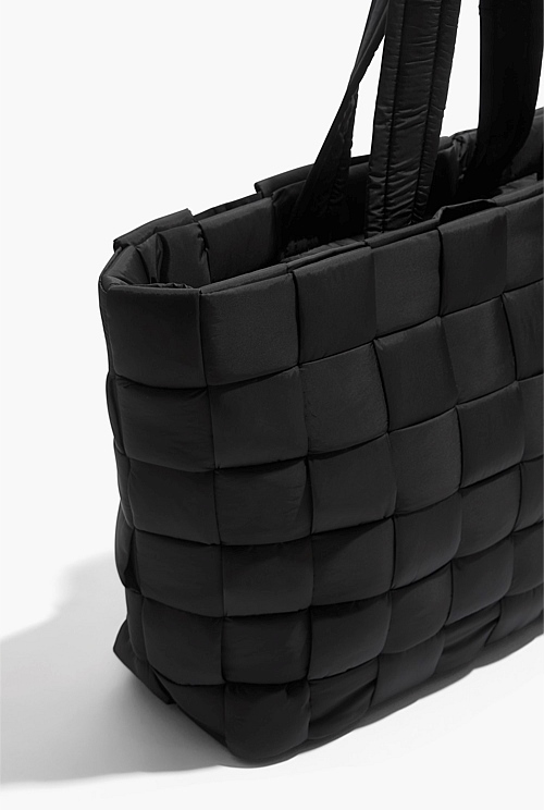 Black Woven Detail Tote Bags Country Road