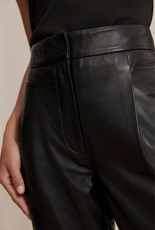 Black Tailored Leather Pant - Natural Fibres | Country Road