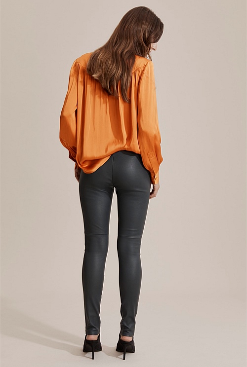 Charcoal Leather Legging Natural Fibres Country Road