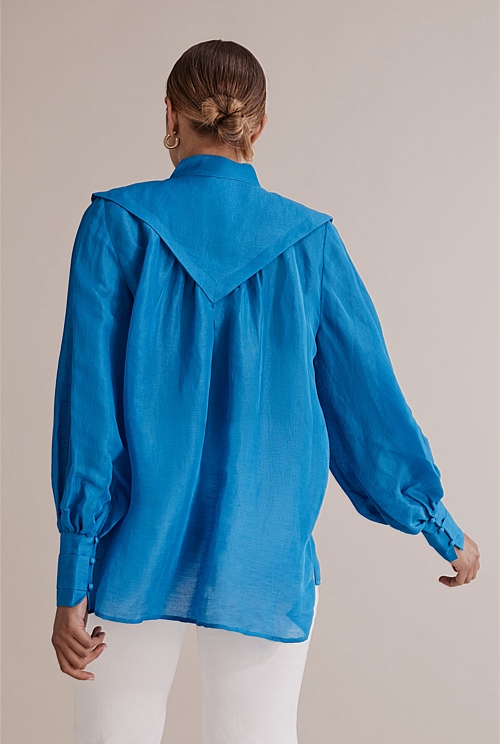 Moroccan Blue Yoke Detail Blouse Shirts Country Road