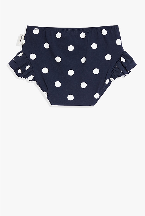 Navy Recycled Nylon Spot Swim Bloomer - Swimwear | Country Road