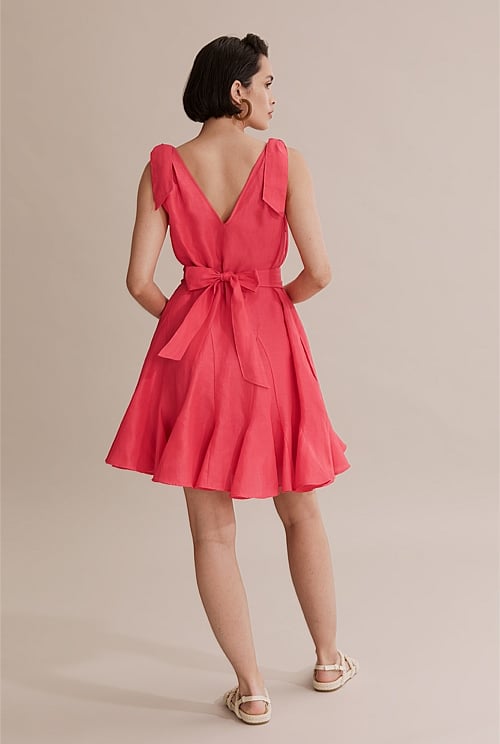 Watermelon Godet Tie Mini Dress - Dresses | Country Road