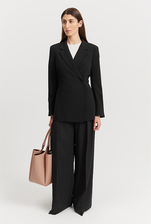 Black Longline Slim Blazer - Jackets & Coats | Country Road