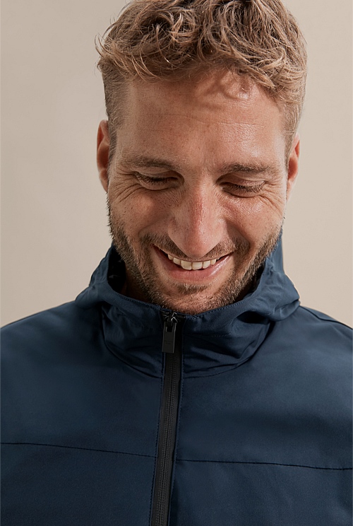 Navy Recycled Polyester Hooded Spray Jacket Jackets & Coats Country