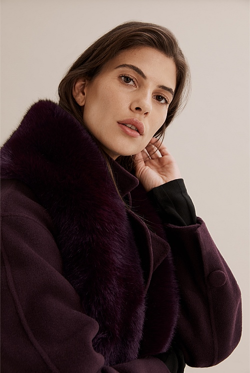 Plum Faux Fur Scarf Hats, Scarves & Gloves Country Road