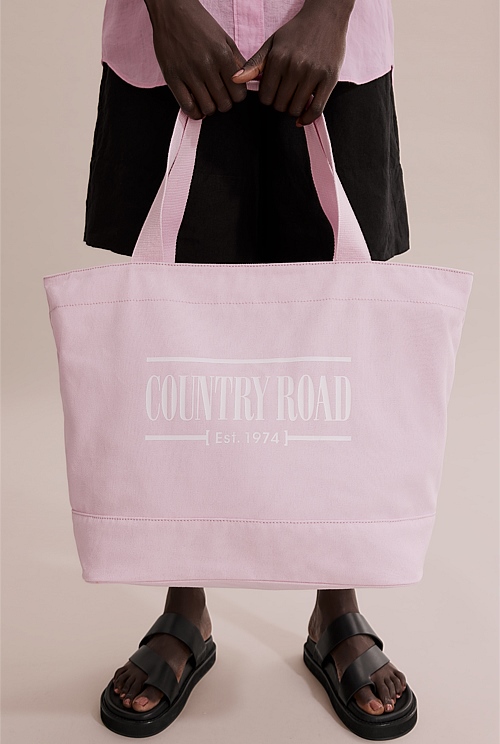 Sugar Pink Australian Cotton Printed Heritage Shopper Bags Country Road