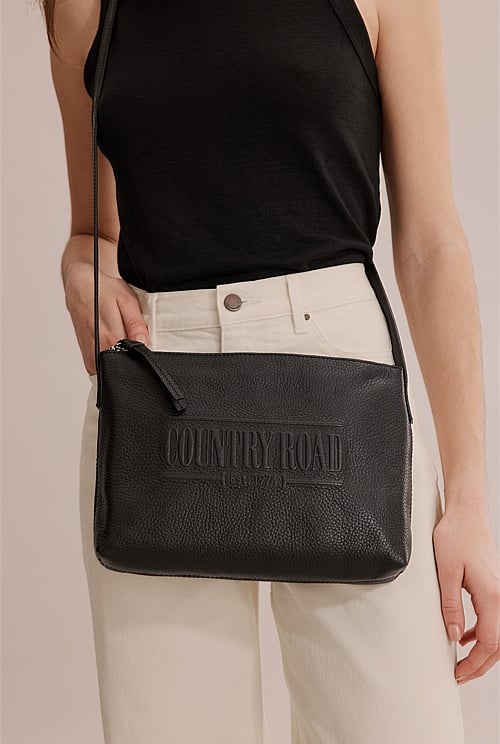 Black Heritage Leather Crossbody Bag Bags Country Road