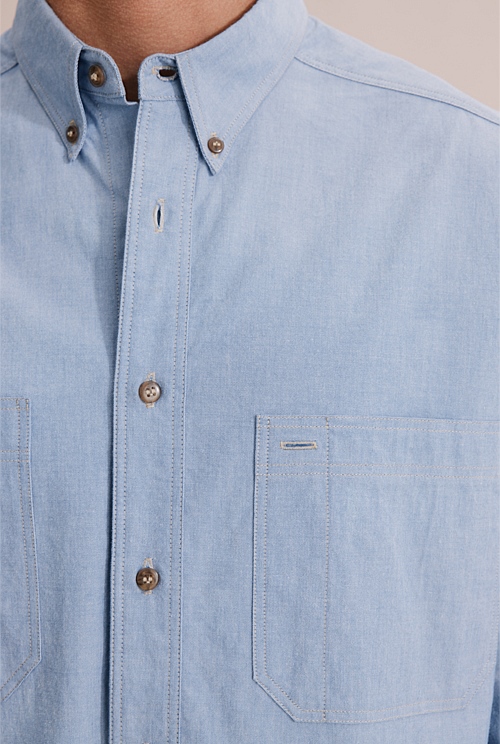 Chambray Blue 80s Reissue Unisex Australian Made Chambray Shirt