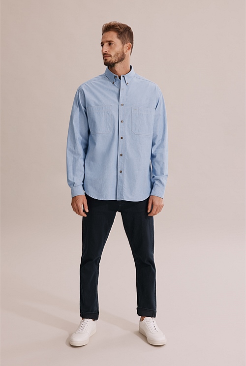 Chambray Blue 80s Reissue Unisex Australian Made Chambray Shirt