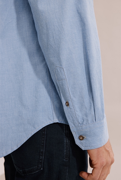 Chambray Blue 80s Reissue Unisex Australian Made Chambray Shirt