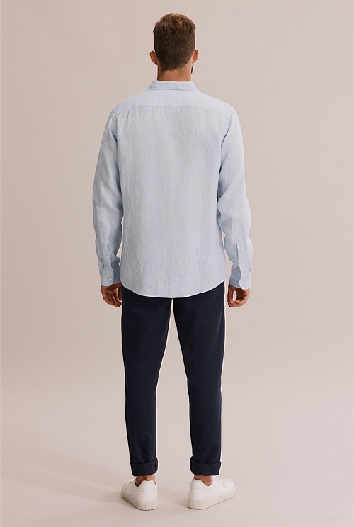 Pale Blue Regular Fit Organically Grown Linen Shirt - Organically Grown ...