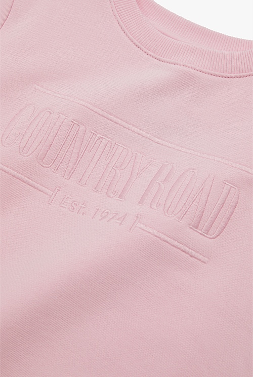 Soft Pink Verified Australian Cotton Heritage Sweat - Sweats | Country Road
