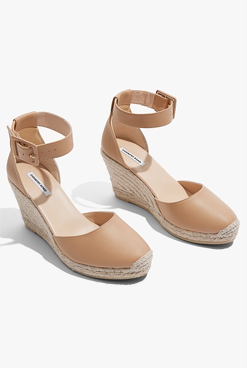 Biscuit Carolina Leather Espadrille Wedge - Heels & Wedges | Country Road