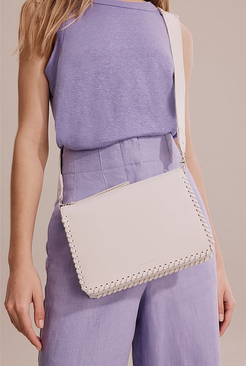 Antique White Whipstitch Detail Crossbody Bag Bags Country Road