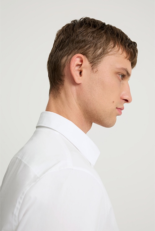 White Tailored Fit Poplin Stretch Shirt - Wear to Work | Country Road