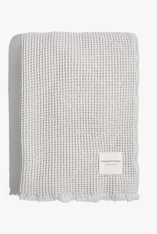 Pale Grey Textured Blanket Natural Fibres Country Road