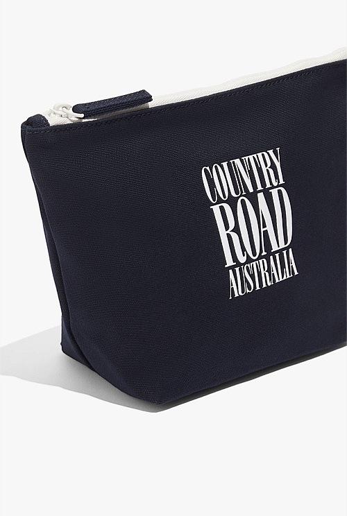 Navy Australian Cotton CR Tri Cosmetic Case Bag Bags Country Road