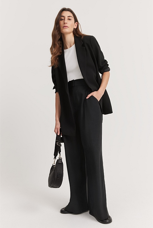 Black Pleat Detail Pant - Pants | Country Road