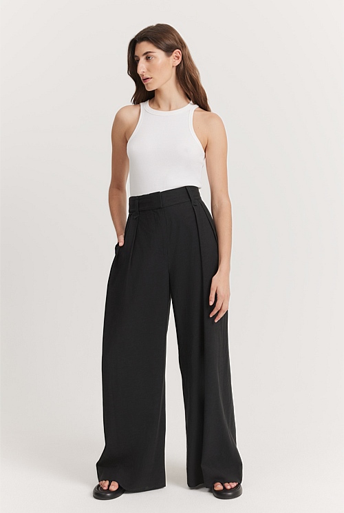 Black Pleat Detail Pant - Pants | Country Road