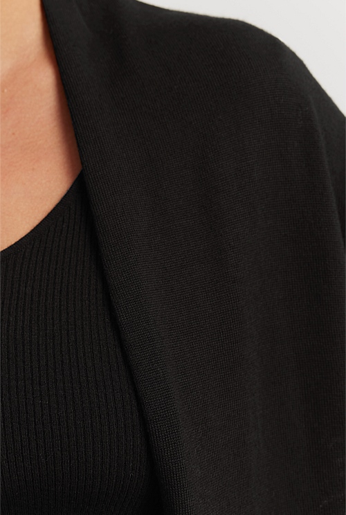 Black Verified Australian Merino Wool Cardigan - Knitwear | Country Road