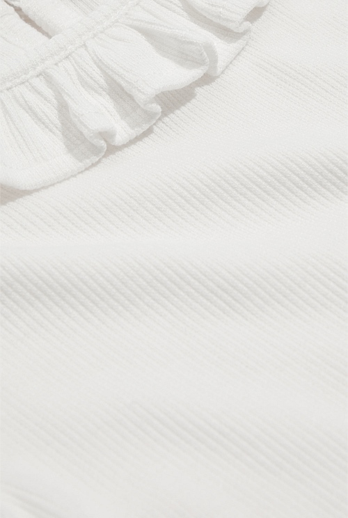 Marshmallow Recycled Polyester Blend Soft Frill TShirt TShirts