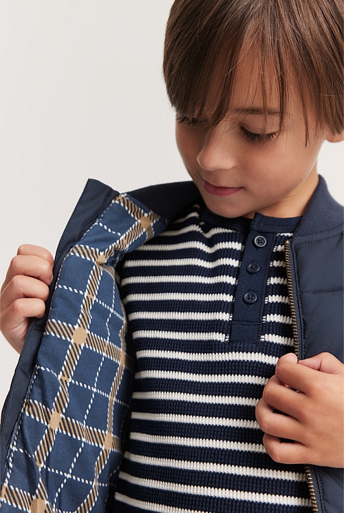 Navy Rib Nylon Vest Jackets & Coats Country Road