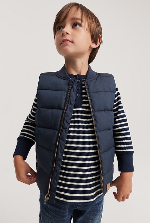 Navy Rib Nylon Vest Jackets & Coats Country Road