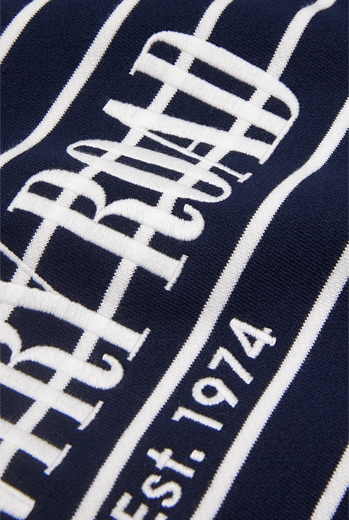 Navy Stripe Verified Australian Cotton Heritage Half Zip Sweat Sweats