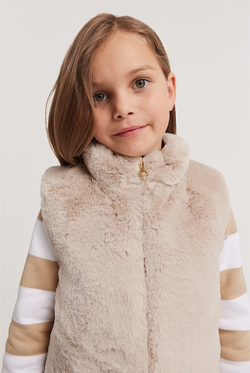 Soft Camel Reversible Faux Fur Vest Jackets & Coats Country Road