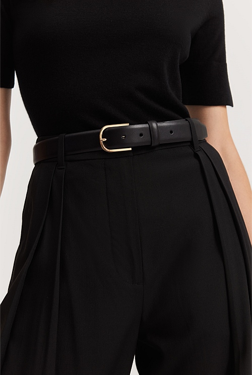 Black Classic Leather Belt - Belts | Country Road