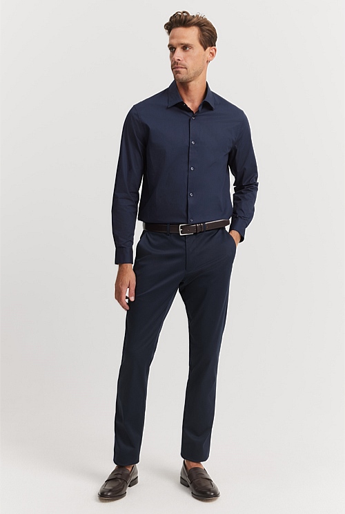Ink Tailored Fit Poplin Stretch Shirt - Wear to Work | Country Road