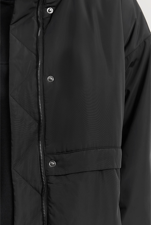 Black Recycled Polyester Casual Spray Jacket - Organically Grown or ...