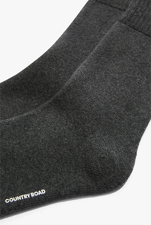 Charcoal Marle Boot Crew Sock - Socks & Tights | Country Road