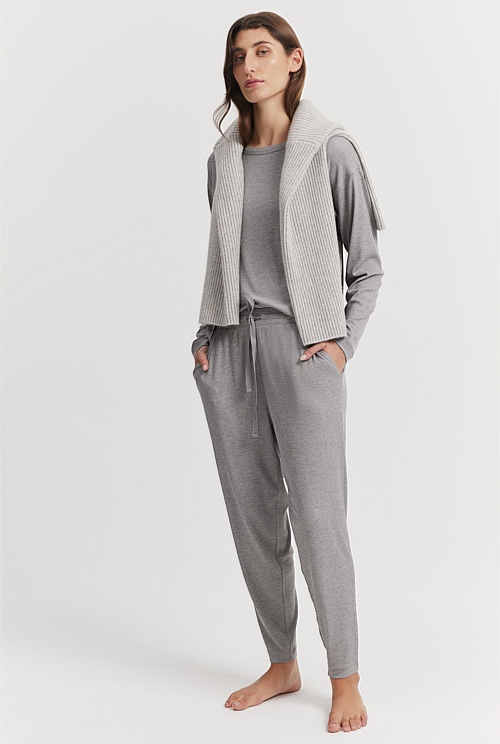 Grey Marle Luxe Rib Pyjama Jogger Sleepwear Country Road