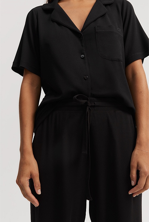 Black Luxe Rib Pyjama Jogger Sleepwear Country Road