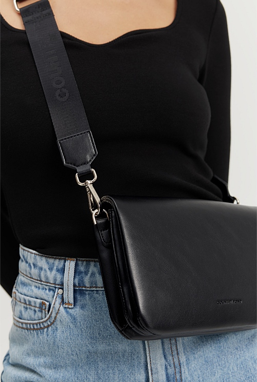 Black Flap Detail Crossover Bag - Bags | Country Road