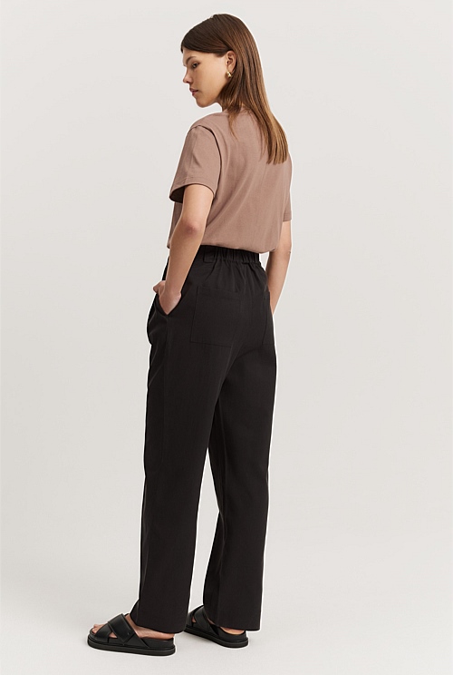 Black Relaxed Twill Pant - Pants | Country Road