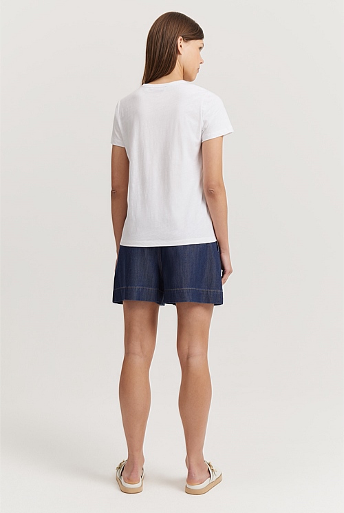 White Australian Cotton Slub Short Sleeve T-Shirt - T-Shirts & Tops ...