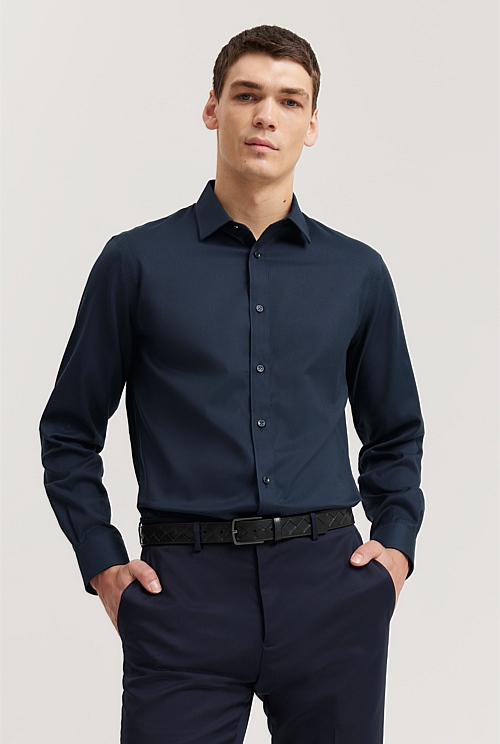 Ink Regular Fit Textured Travel Shirt - Business Shirts | Country Road