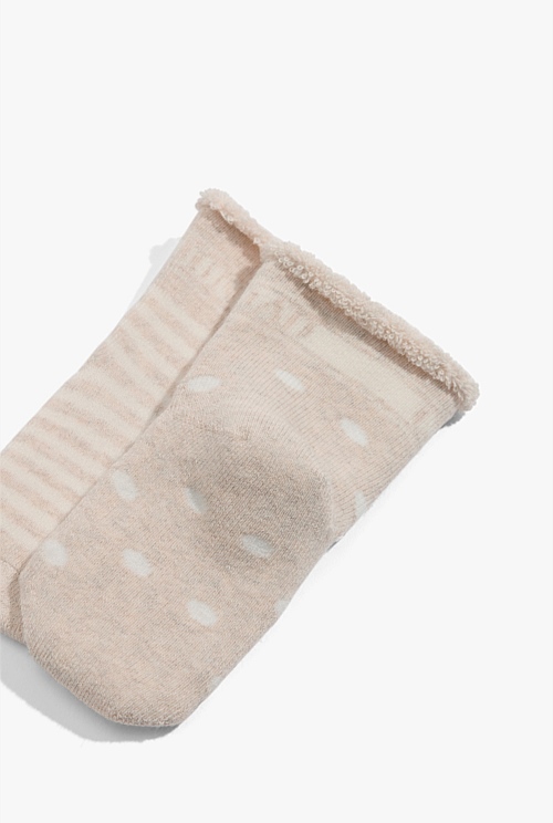 Oatmeal Marle Organically Grown Cotton Newborn Sock Pack of 2 ...