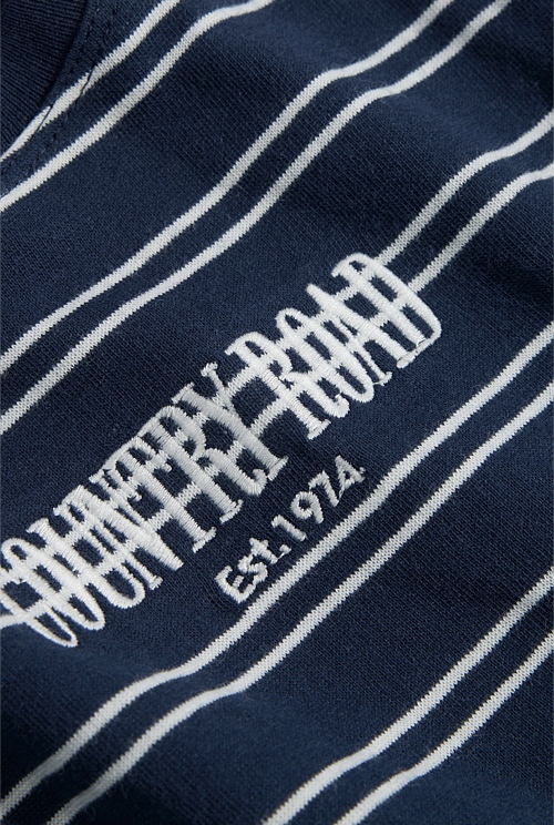 Navy Stripe Organically Grown Cotton Heritage Long Sleeve Bodysuit Jumpsuits & Bodysuits