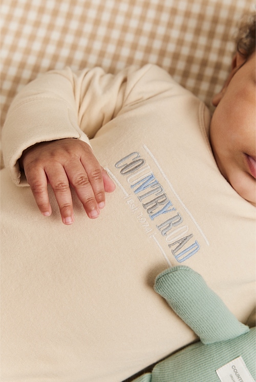 Multi Lght Sand Organically Grown Cotton Heritage Long Sleeve Bodysuit Jumpsuits & Bodysuits