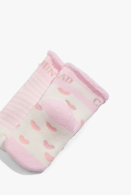 Pale Pink Organically Grown Cotton Newborn Sock Pack of 2 - Accessories ...