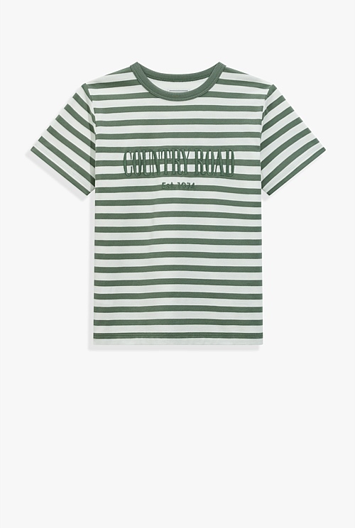 Sage Stripe Verified Australian Cotton Heritage T-Shirt - New Logo ...